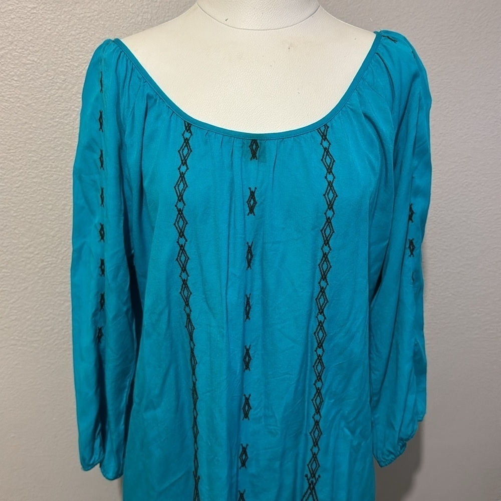 Ariat Dress Size Embroidered 3/4 Sleeves Tribal Festival Coastal Cowgirl Boho - Picture 2 of 8